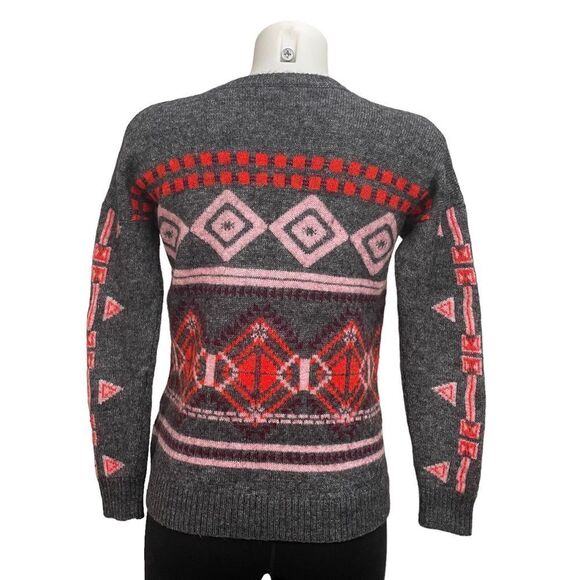 J.CREW NORDIC FAIR ISLE WOOL BLEND KNIT CREWNECK SWEATER multicolored SIZE SMALL - Picture 4 of 9